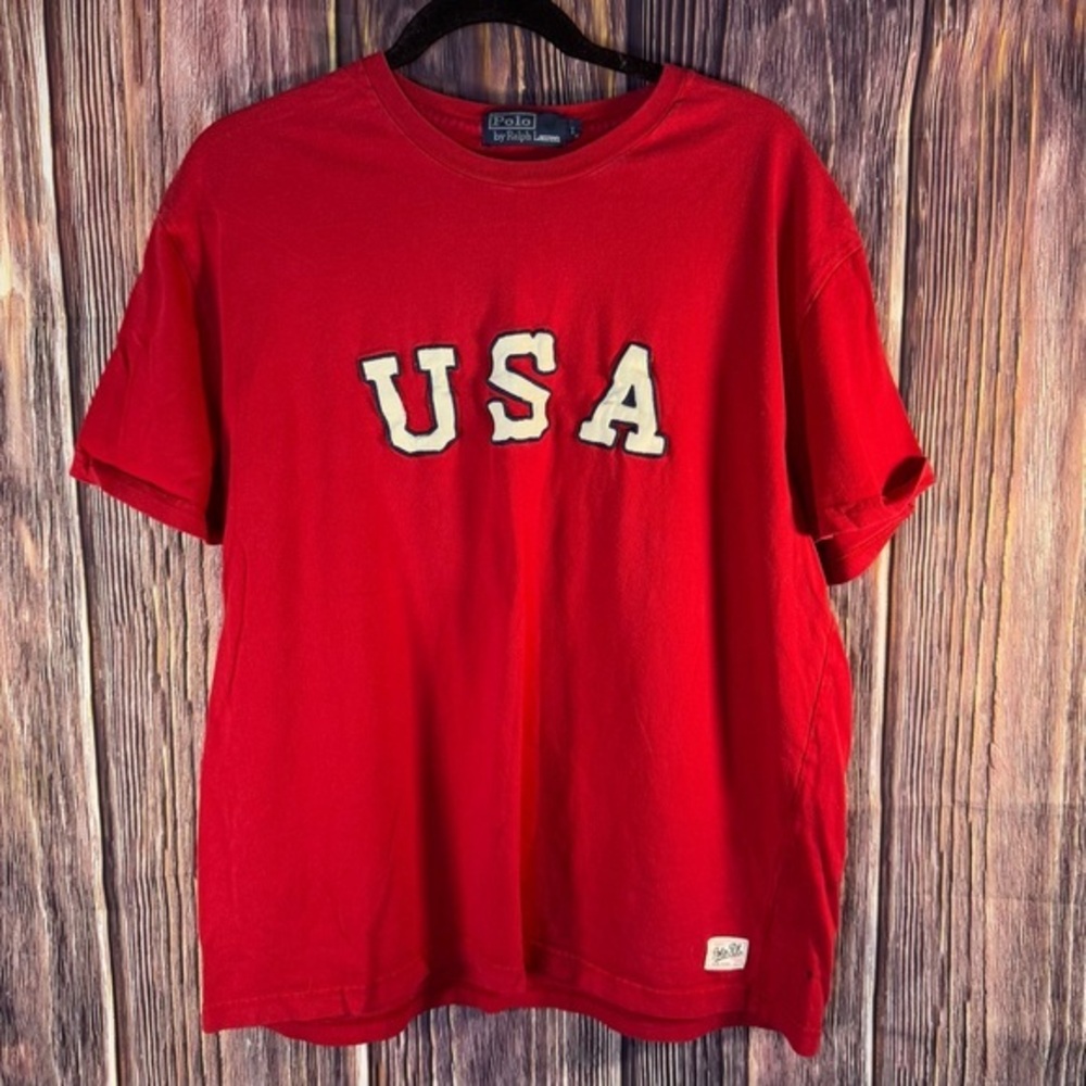 Polo Ralph Lauren Red and White USA Short Sleeve Tee Size L